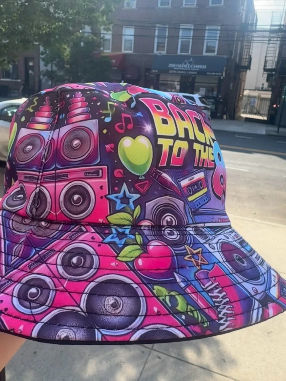 Back to the 80s Colorful Retro Bucket Hat
